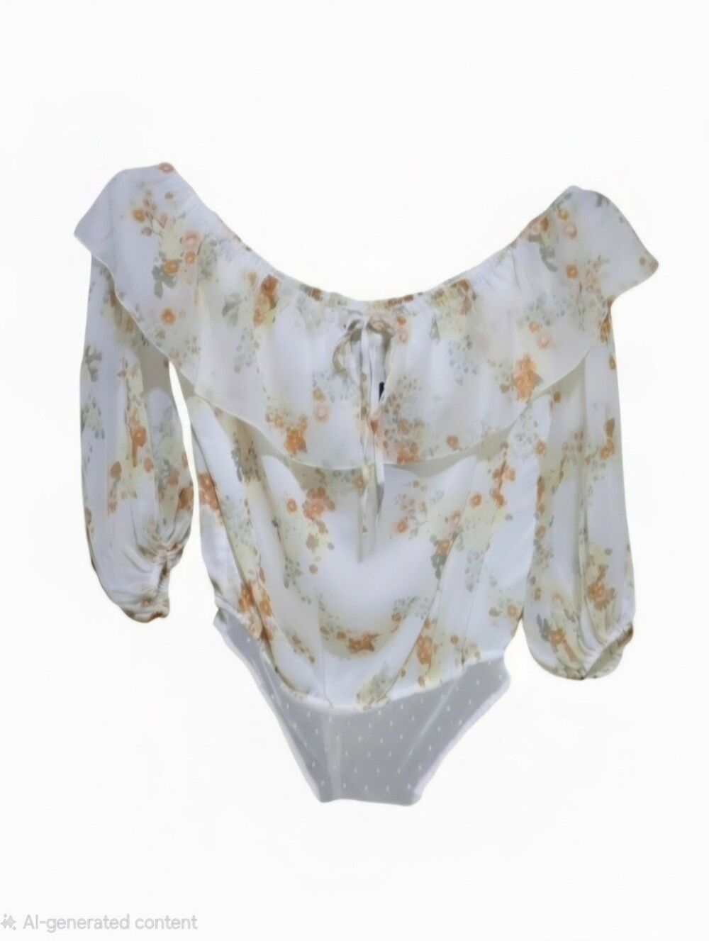 Abercrombie & Fitch White Floral Off-Shoulder Tie-Front Bodysuit - Picture 5 of 5